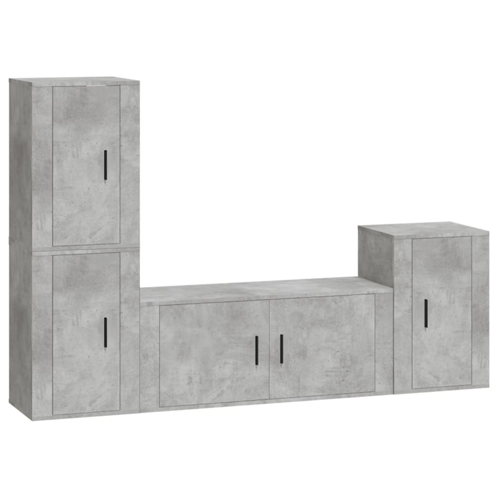 Ensemble de meubles TV 4 pcs Gris béton Bois d'ingénierie - XIOS