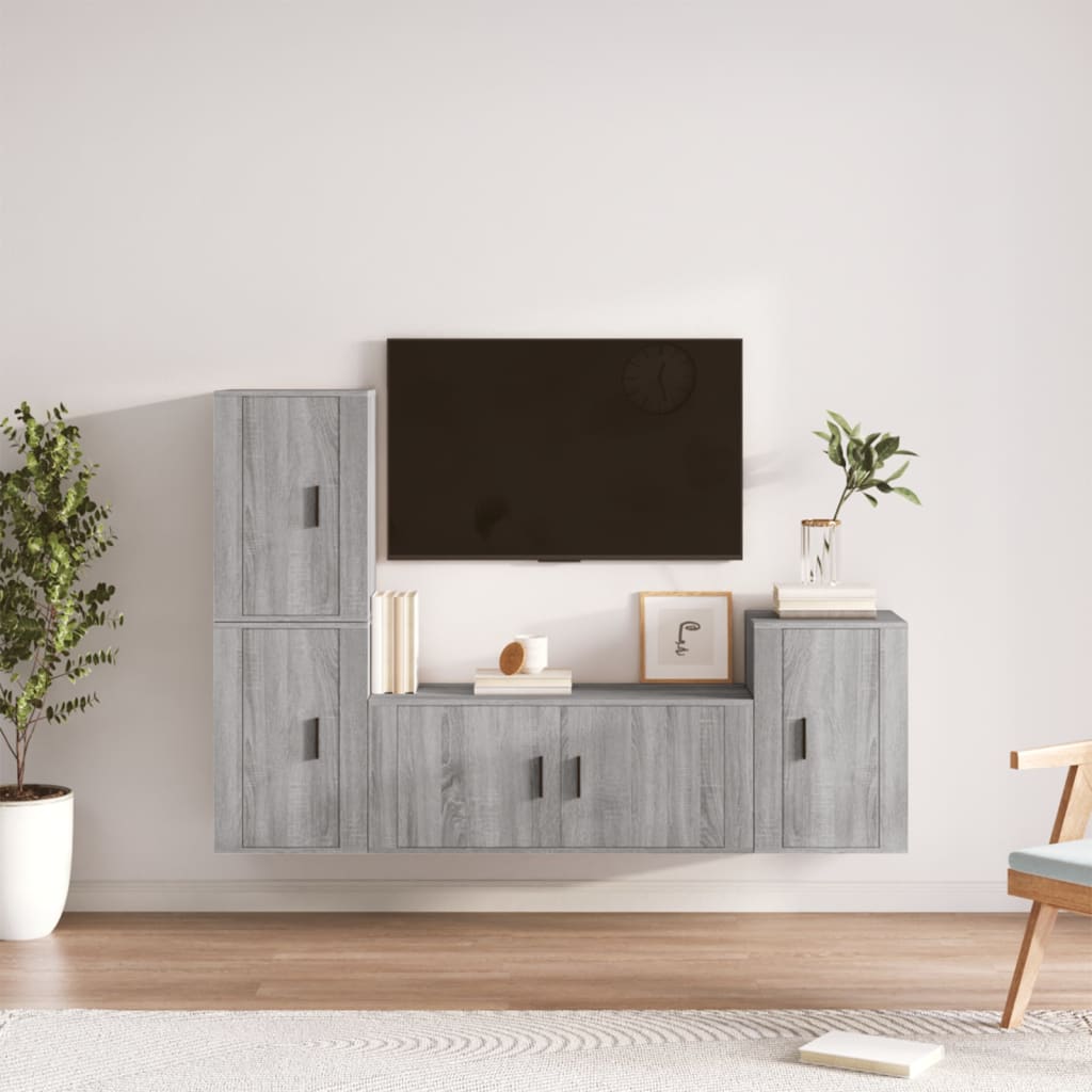 Ensemble de meubles TV 4 pcs Sonoma gris Bois d'ingénierie - XIOS