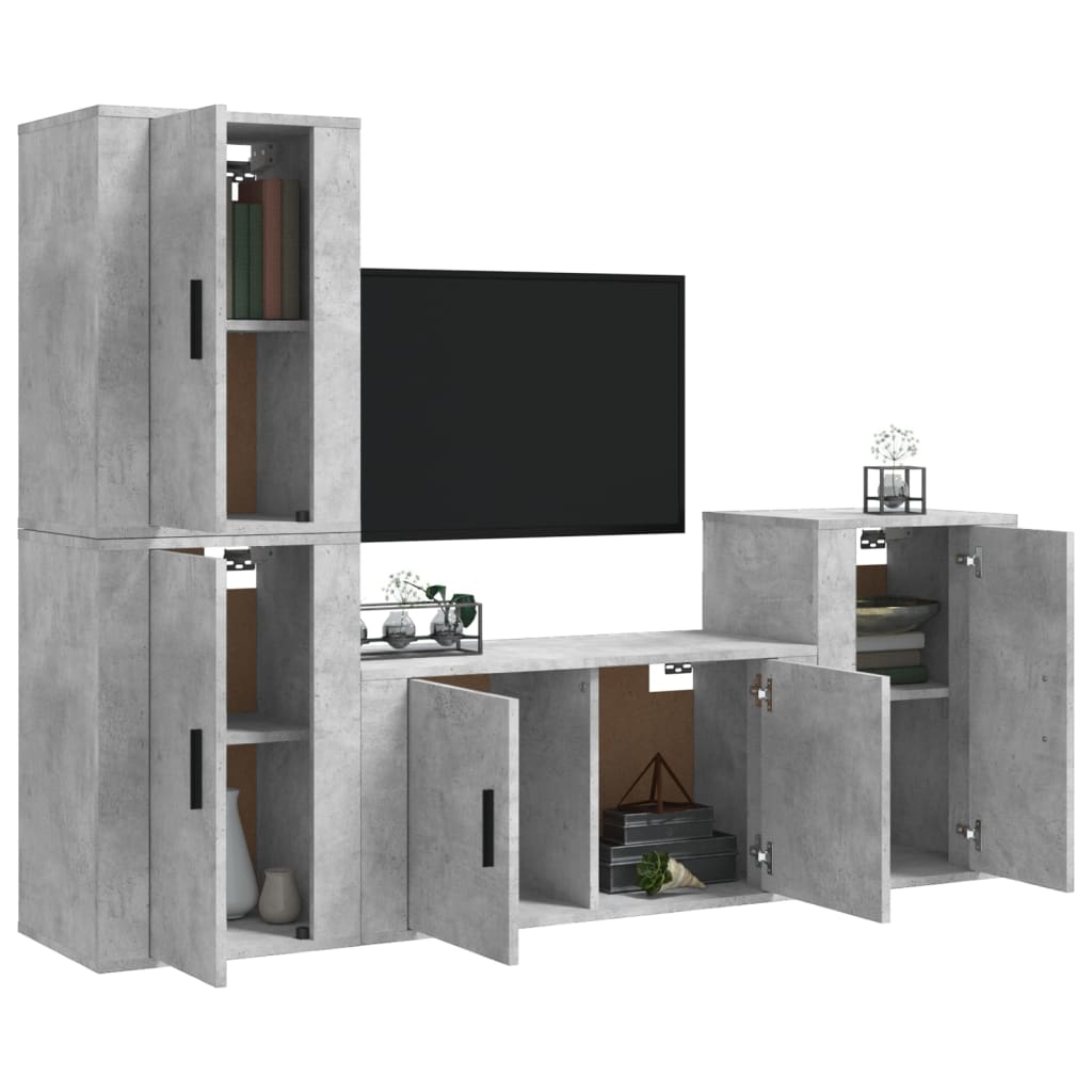 Ensemble de meubles TV 4 pcs Gris béton Bois d'ingénierie - XIOS