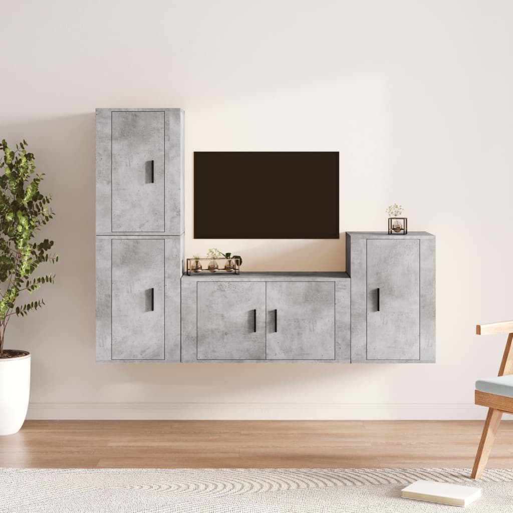 Ensemble de meubles TV 4 pcs Gris béton Bois d'ingénierie - XIOS