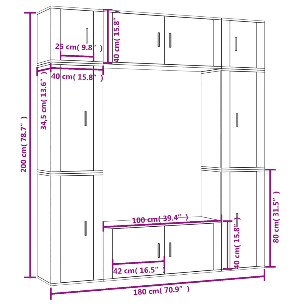 Ensemble de meubles TV 8 pcs Blanc Bois d'ingénierie - XIOS