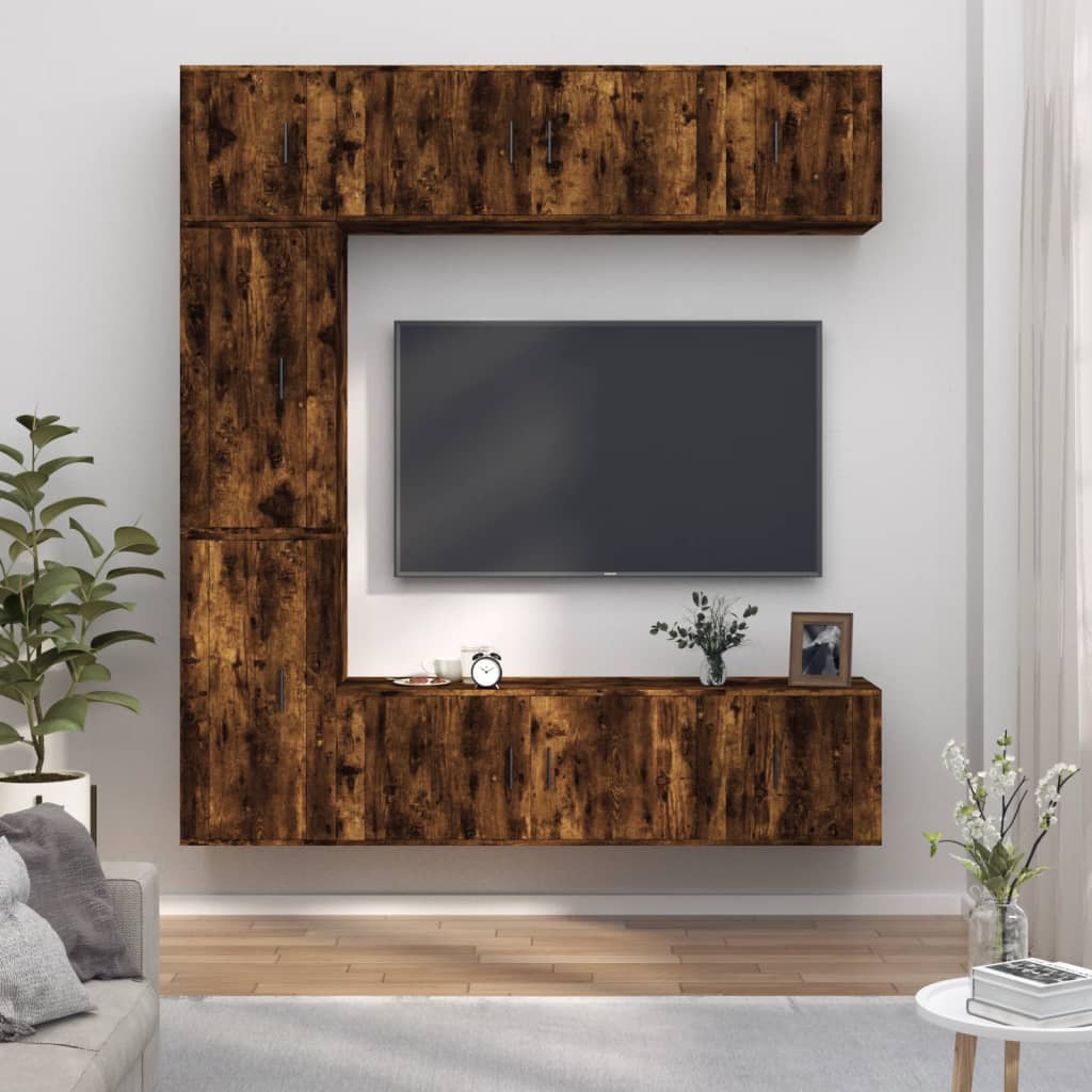 Ensemble de meubles TV 7 pcs Chêne fumé Bois d'ingénierie - XIOS