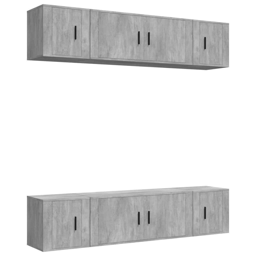 Ensemble de meubles TV 6 pcs Gris béton Bois d'ingénierie - XIOS
