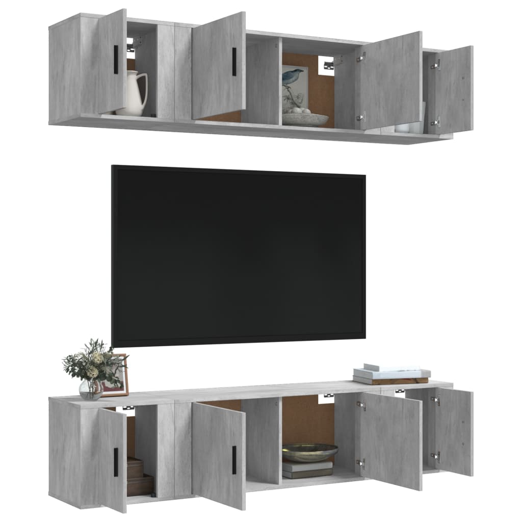 Ensemble de meubles TV 6 pcs Gris béton Bois d'ingénierie - XIOS