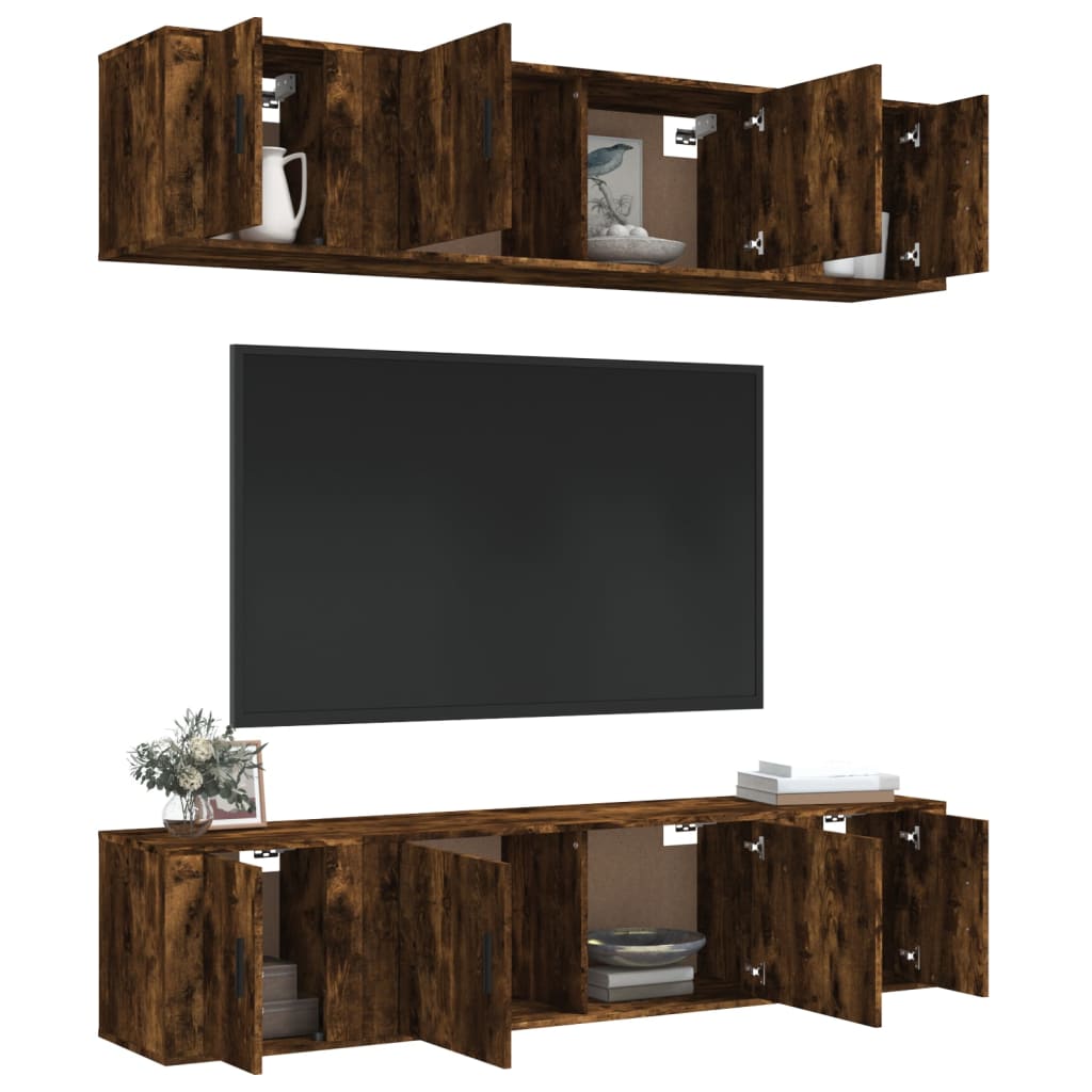 Ensemble de meubles TV 6 pcs Chêne fumé Bois d'ingénierie - XIOS