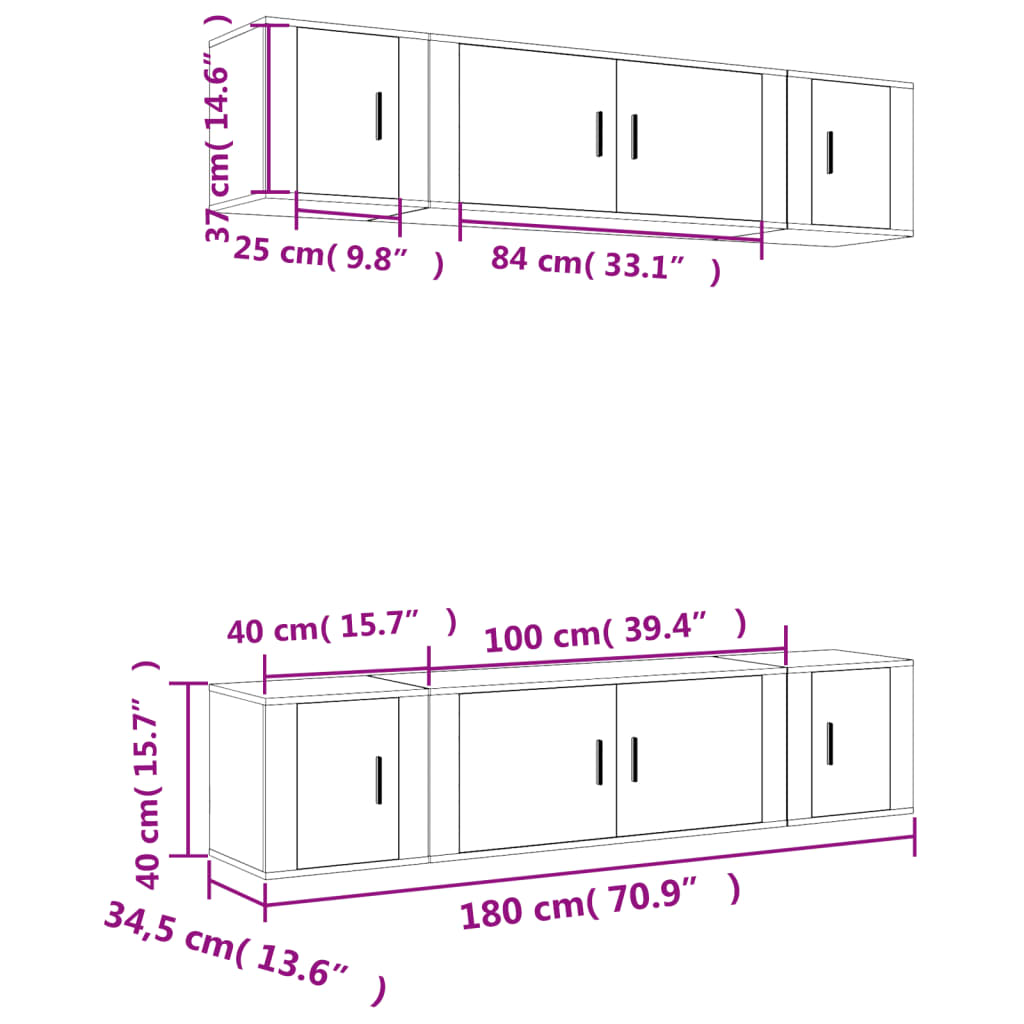 Ensemble de meubles TV 6 pcs Chêne fumé Bois d'ingénierie - XIOS