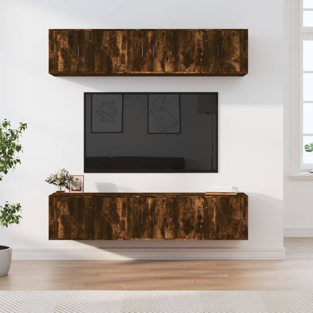 Ensemble de meubles TV 6 pcs Chêne fumé Bois d'ingénierie - XIOS