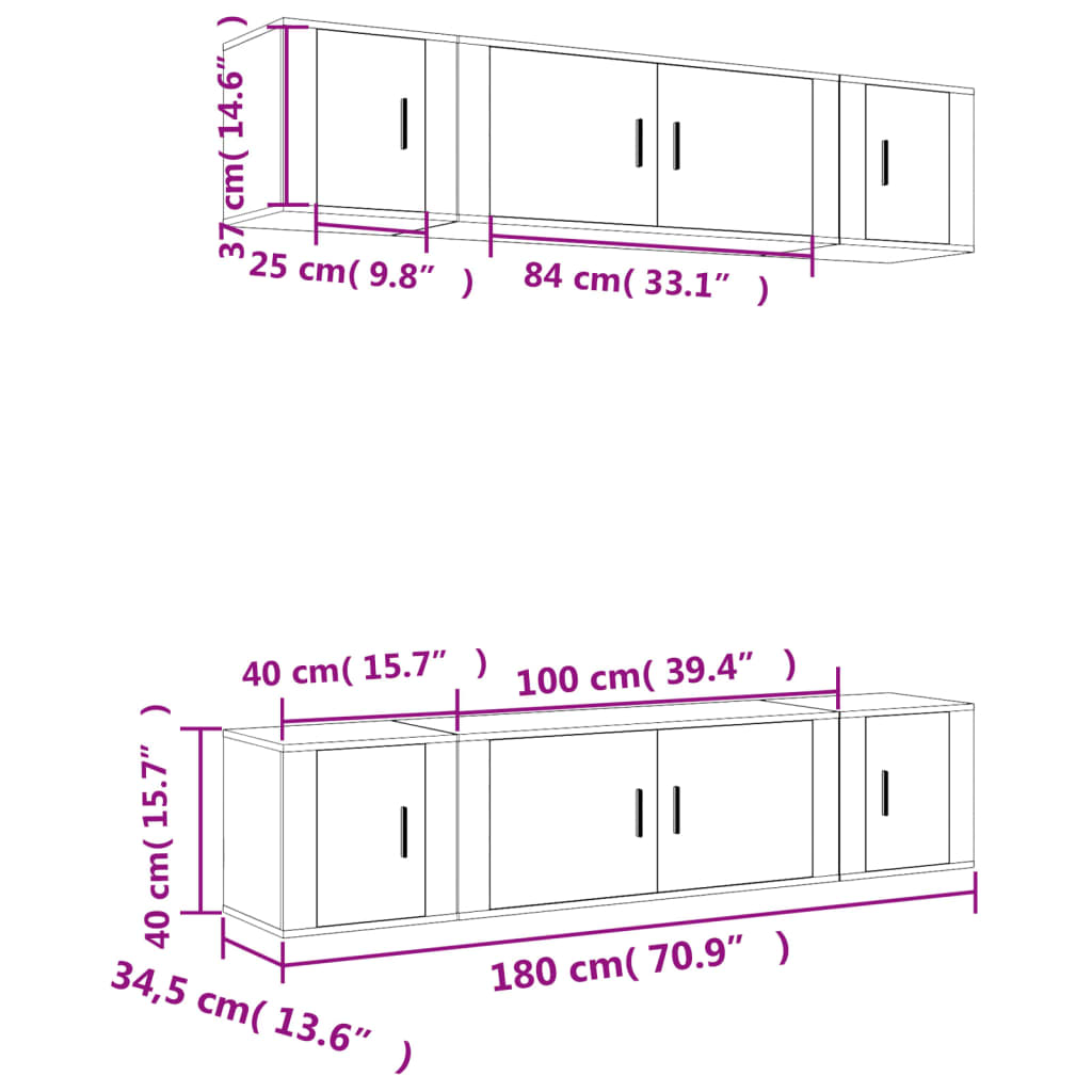 Ensemble de meubles TV 6 pcs Sonoma gris Bois d'ingénierie - XIOS
