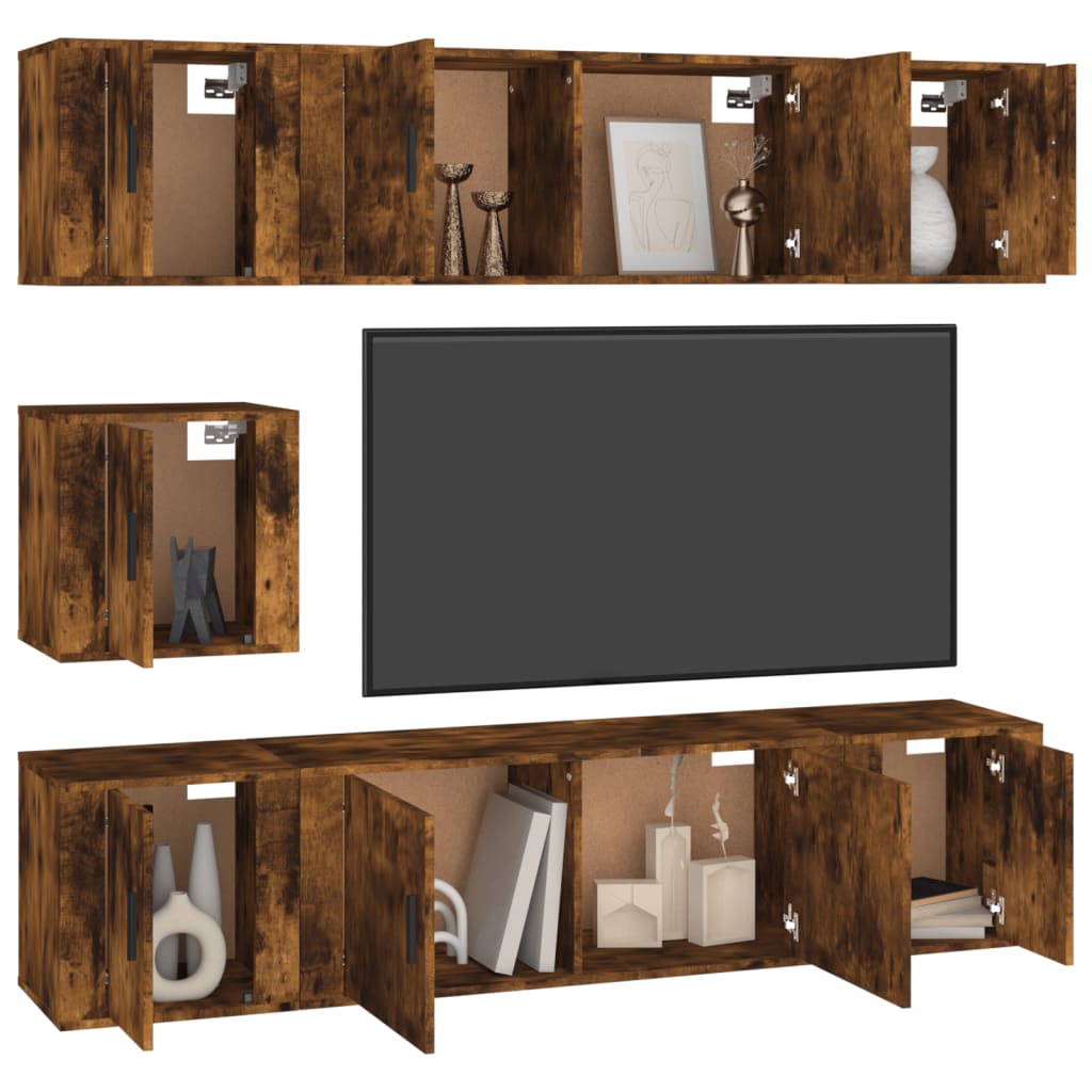 Ensemble de meubles TV 7 pcs Chêne fumé Bois d'ingénierie - XIOS