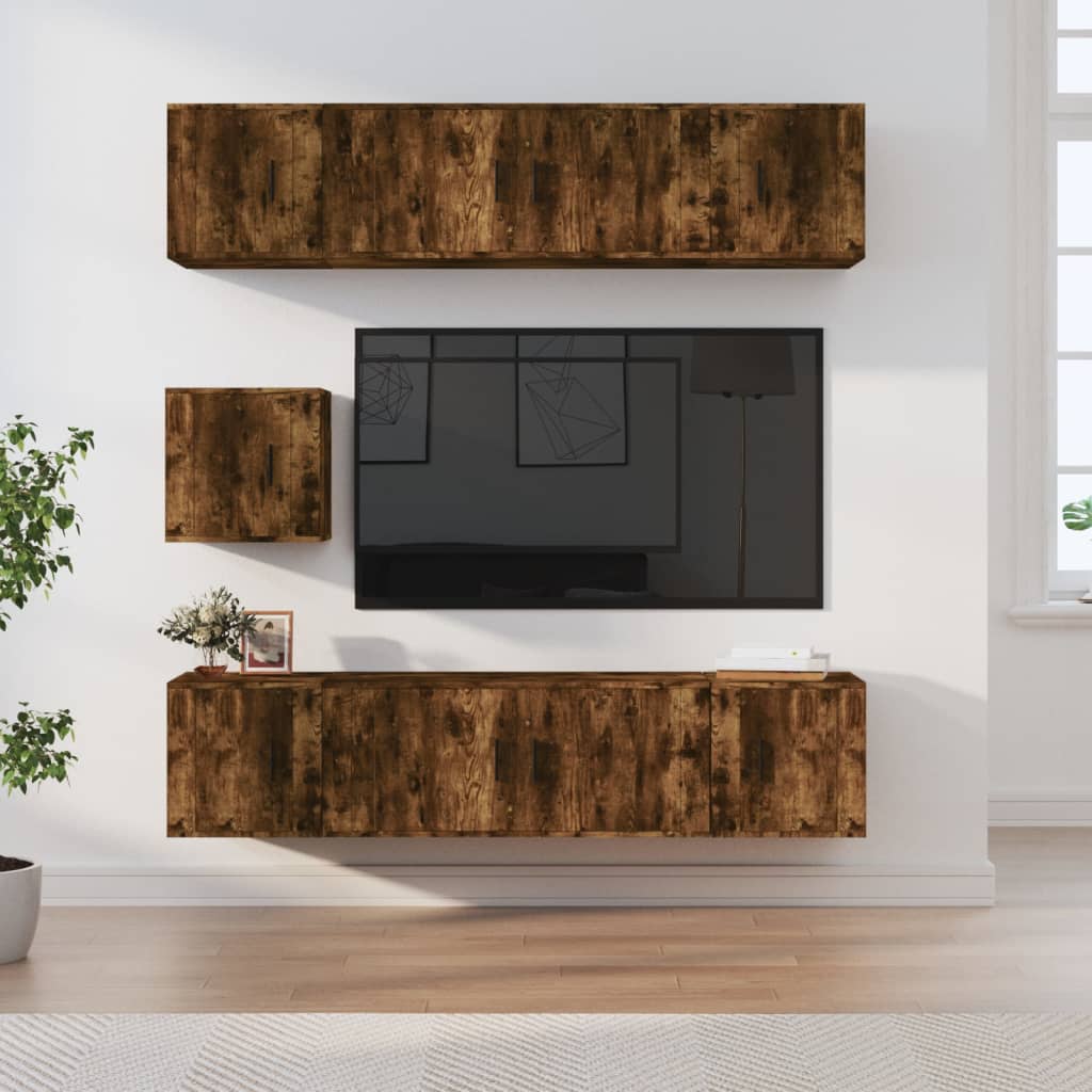 Ensemble de meubles TV 7 pcs Chêne fumé Bois d'ingénierie - XIOS
