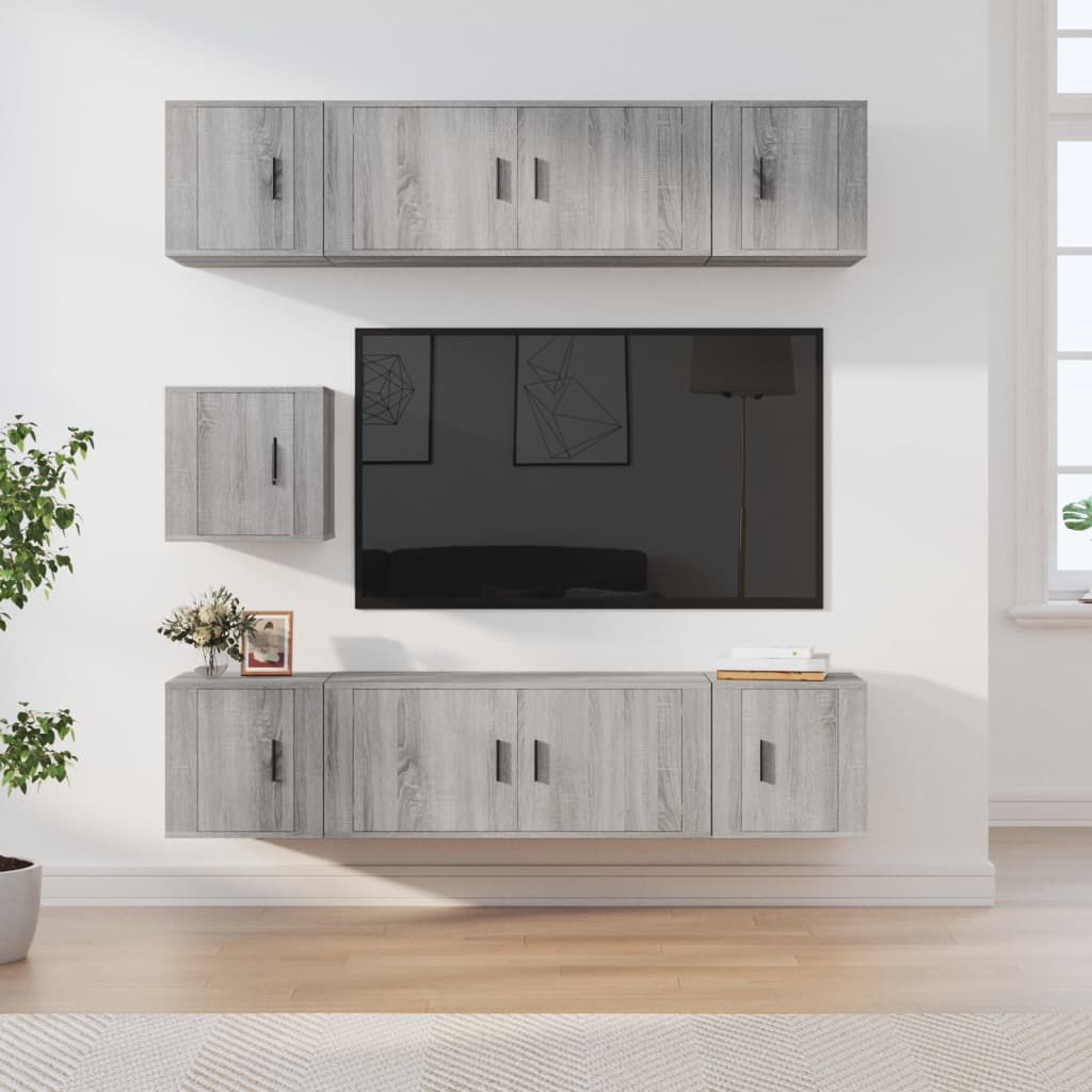 Ensemble de meubles TV 7 pcs Sonoma gris Bois d'ingénierie - XIOS