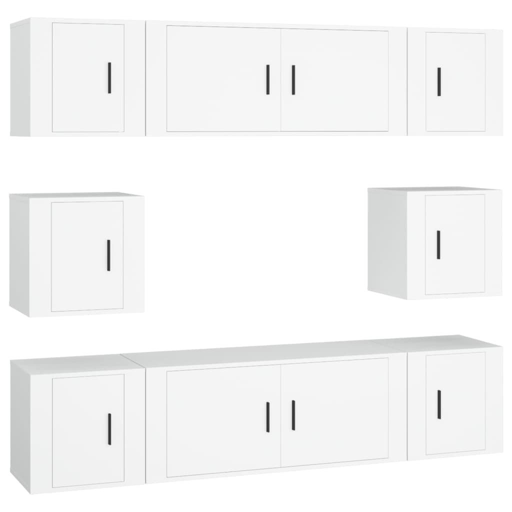 Ensemble de meubles TV 8 pcs Blanc Bois d'ingénierie
