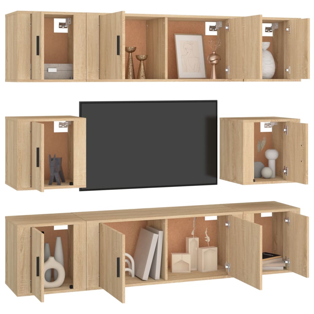 Ensemble de meubles TV 8 pcs Chêne sonoma Bois d'ingénierie