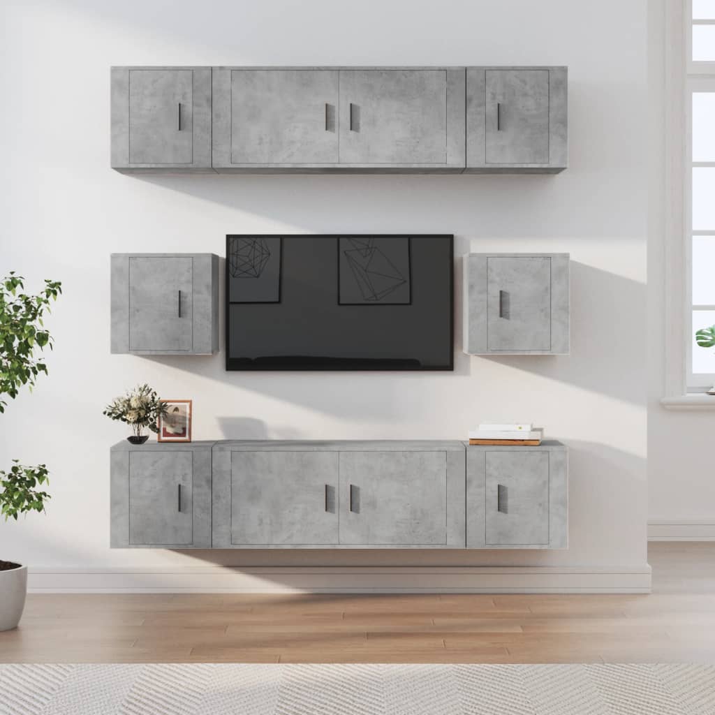 Ensemble de meubles TV 8 pcs Gris béton Bois d'ingénierie - XIOS