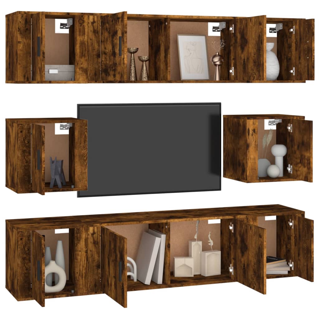 Ensemble de meubles TV 8 pcs Chêne fumé Bois d'ingénierie - XIOS