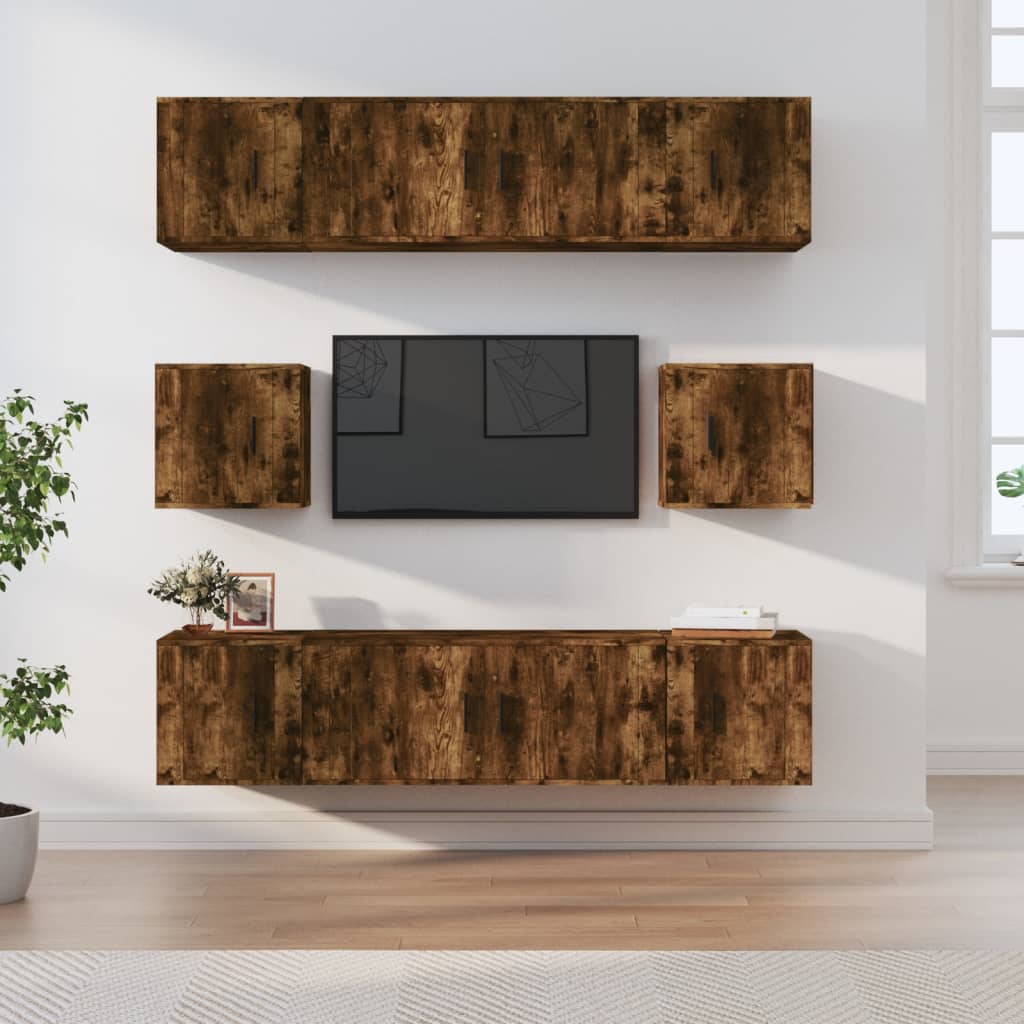 Ensemble de meubles TV 8 pcs Chêne fumé Bois d'ingénierie - XIOS