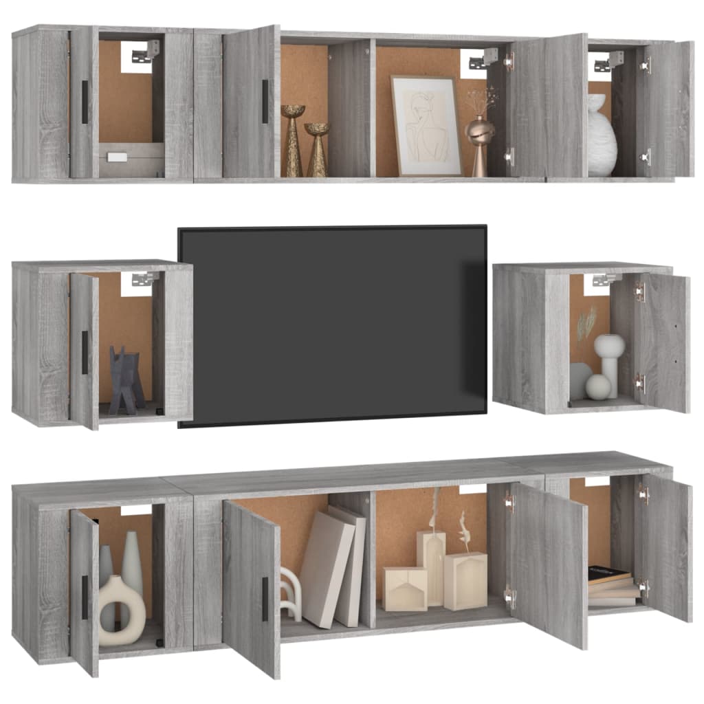 Ensemble de meubles TV 8 pcs Sonoma gris Bois d'ingénierie - XIOS