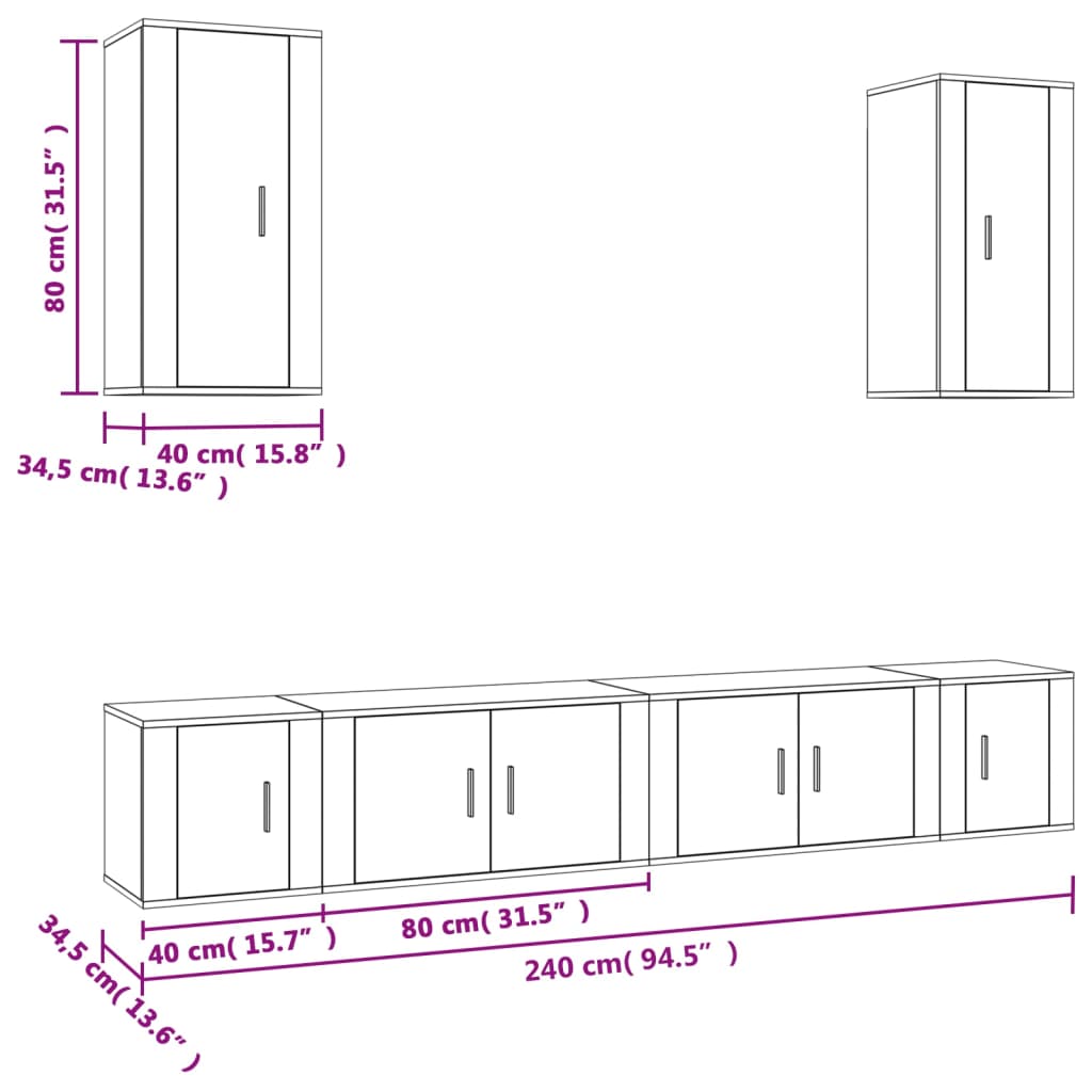 Ensemble de meubles TV 6 pcs Blanc Bois d'ingénierie - XIOS