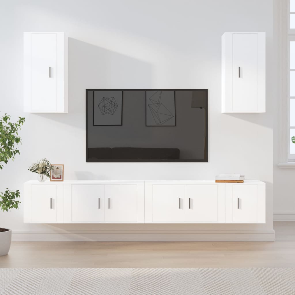 Ensemble de meubles TV 6 pcs Blanc Bois d'ingénierie