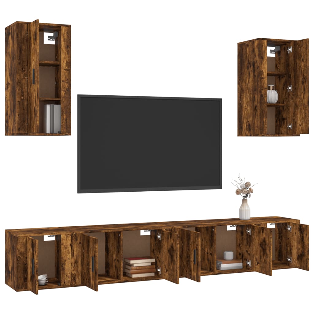 Ensemble de meubles TV 6 pcs Chêne fumé Bois d'ingénierie - XIOS