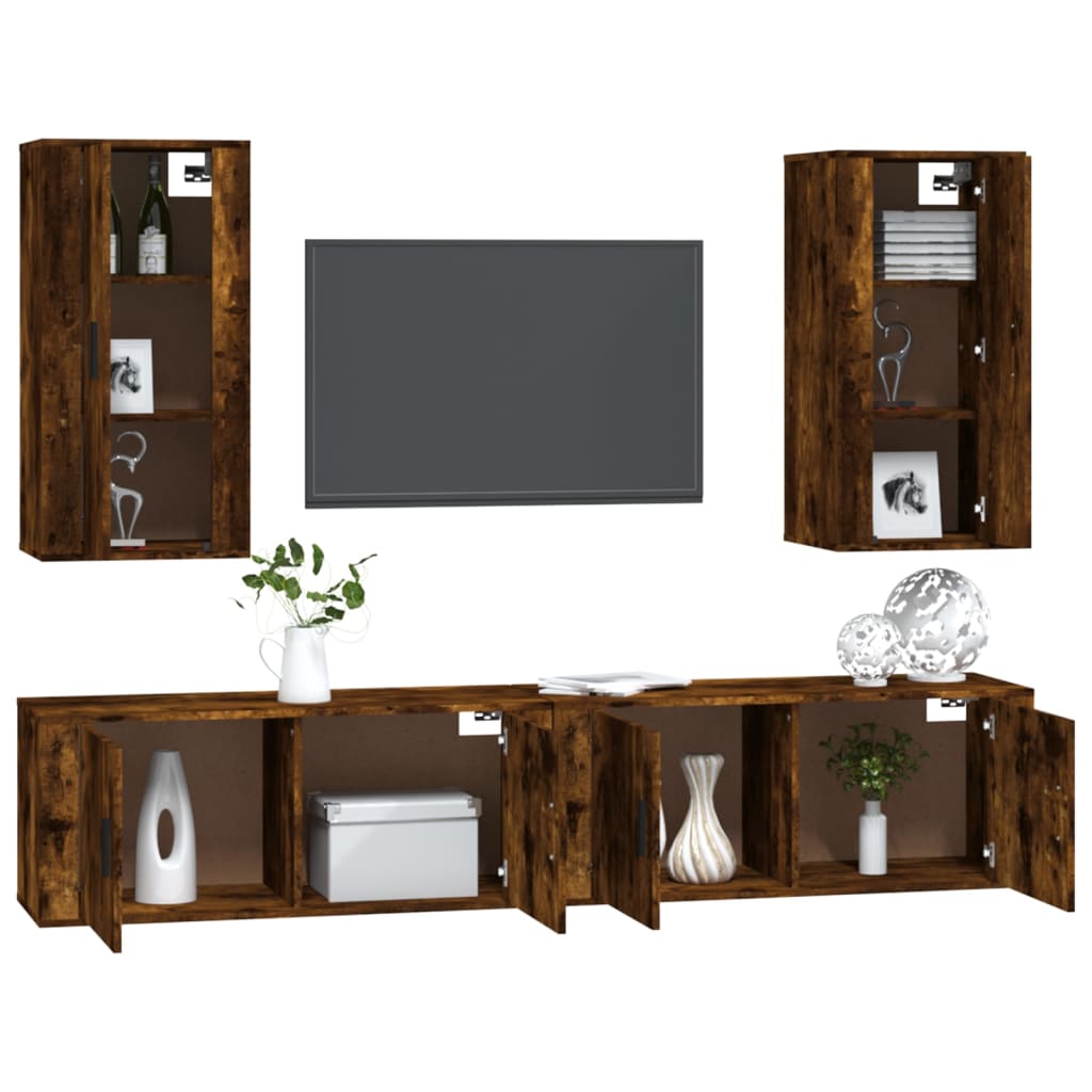 Ensemble de meubles TV 4 pcs Chêne fumé Bois d'ingénierie - XIOS