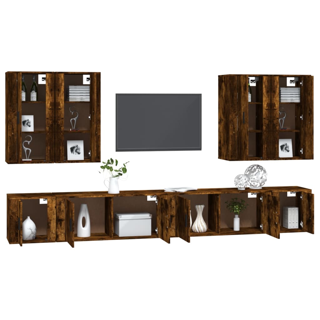Ensemble de meubles TV 8 pcs Chêne fumé Bois d'ingénierie - XIOS