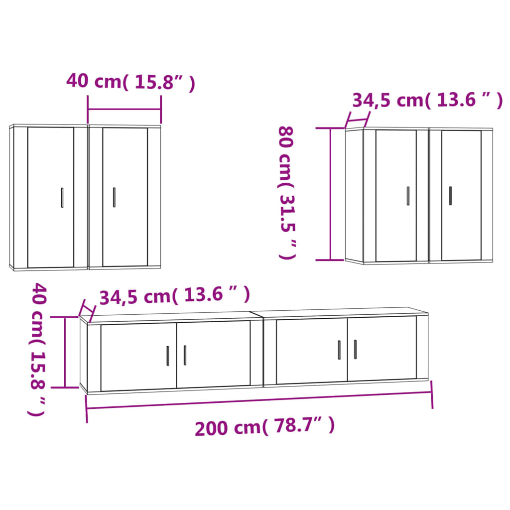 Ensemble de meubles TV 6 pcs Blanc Bois d'ingénierie - XIOS
