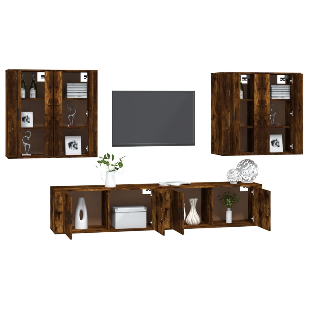 Ensemble de meubles TV 6 pcs Chêne fumé Bois d'ingénierie - XIOS