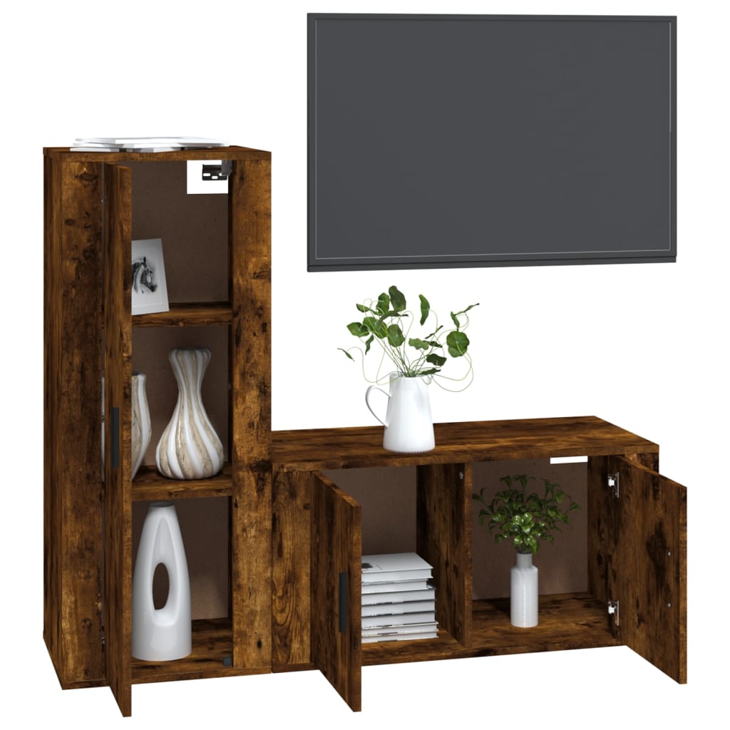 Ensemble de meubles TV 2 pcs Chêne fumé Bois d'ingénierie - XIOS