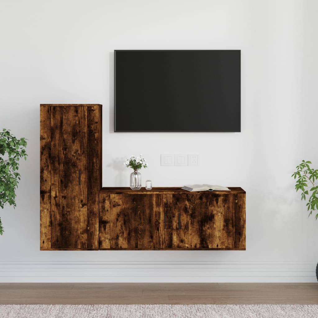 Ensemble de meubles TV 2 pcs Chêne fumé Bois d'ingénierie - XIOS