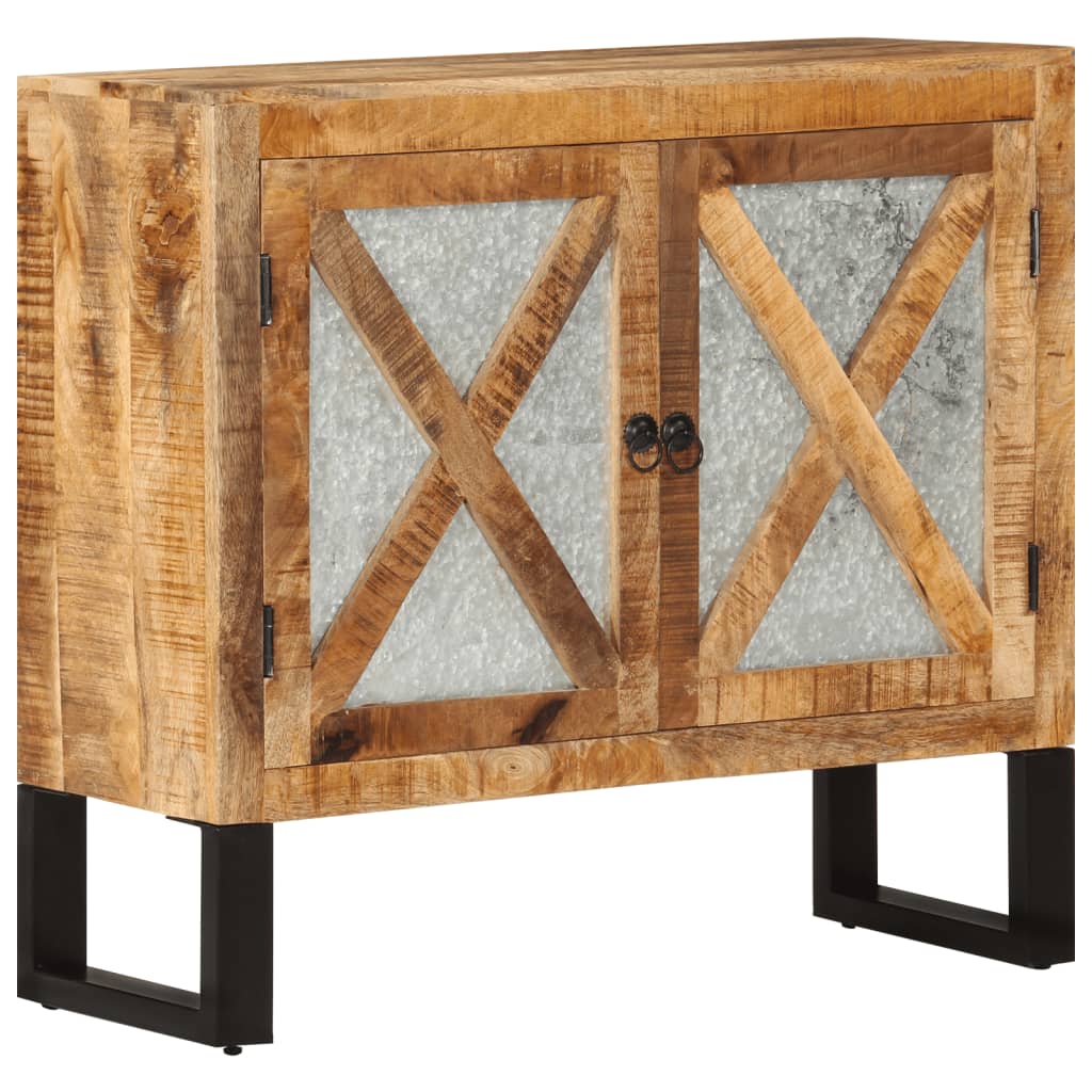 Buffet 80x30x71 cm bois de manguier brut massif et métal - XIOS