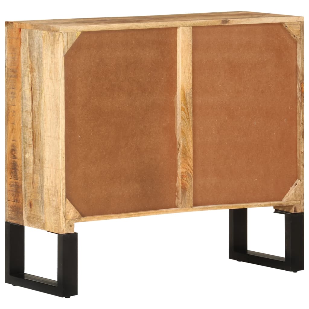 Buffet 80x30x71 cm bois de manguier brut massif et métal - XIOS
