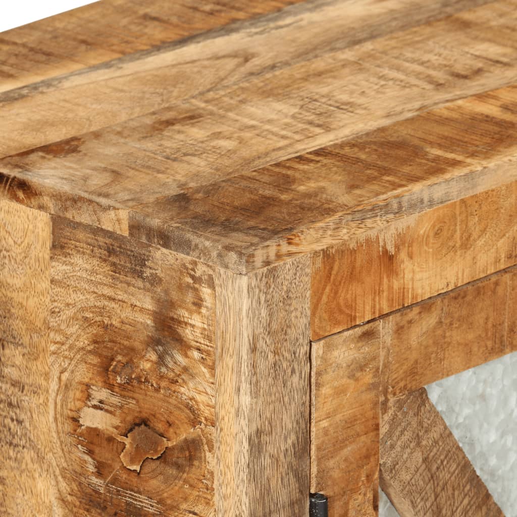 Buffet 80x30x71 cm bois de manguier brut massif et métal - XIOS