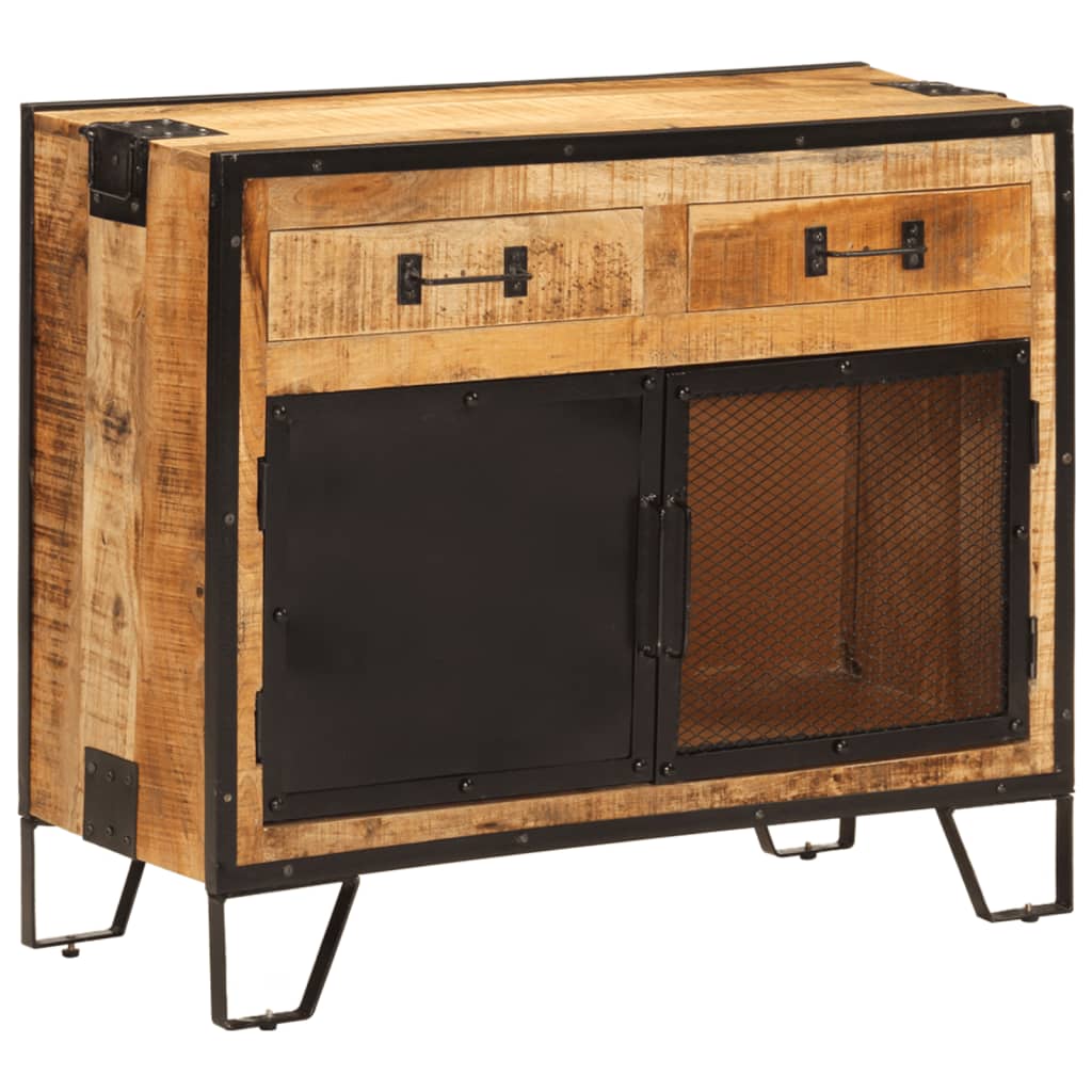 Buffet 80x31x66 cm bois de manguier brut massif et métal - XIOS