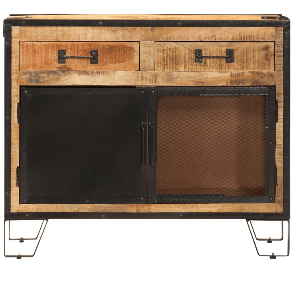 Buffet 80x31x66 cm bois de manguier brut massif et métal - XIOS