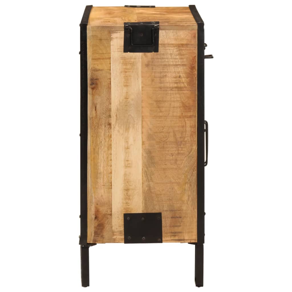 Buffet 80x31x66 cm bois de manguier brut massif et métal - XIOS