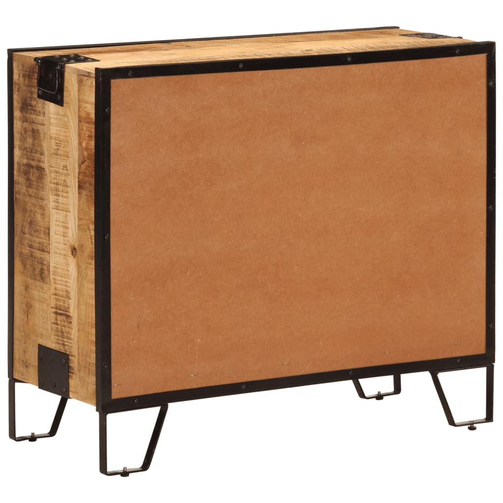 Buffet 80x31x66 cm bois de manguier brut massif et métal - XIOS