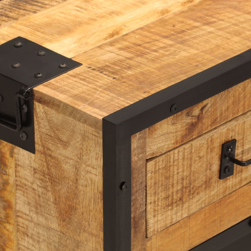 Buffet 80x31x66 cm bois de manguier brut massif et métal - XIOS