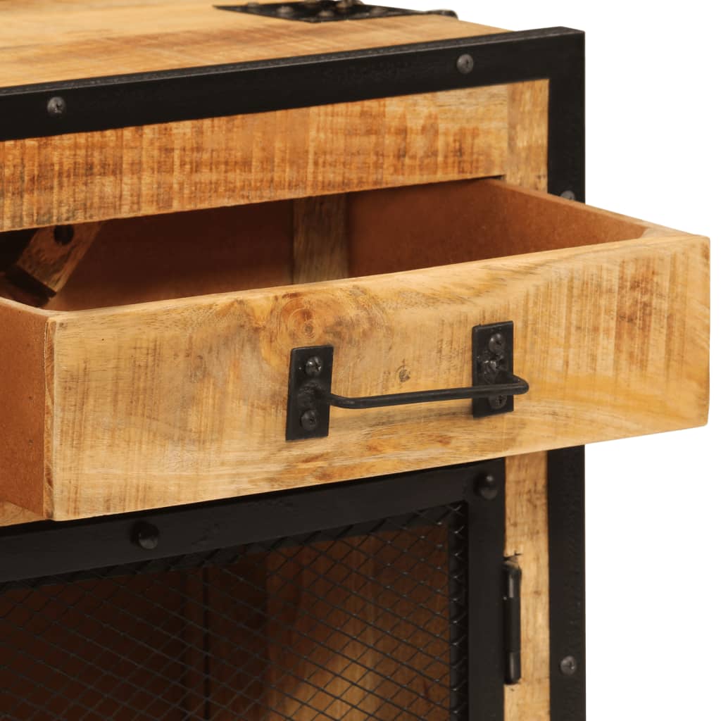 Buffet 80x31x66 cm bois de manguier brut massif et métal - XIOS