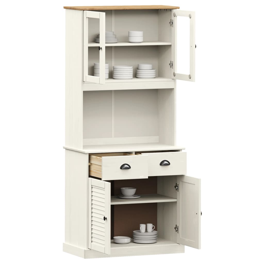 Buffet haut VIGO blanc 78x40x175 cm bois massif de pin - XIOS