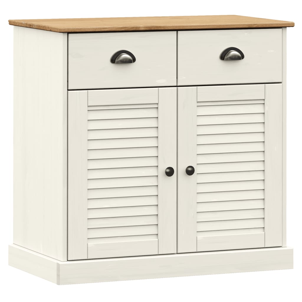 Buffet haut VIGO blanc 78x40x175 cm bois massif de pin - XIOS