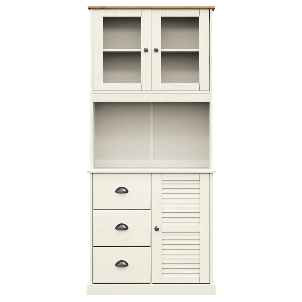 Buffet haut VIGO blanc 78x40x175 cm bois massif de pin - XIOS