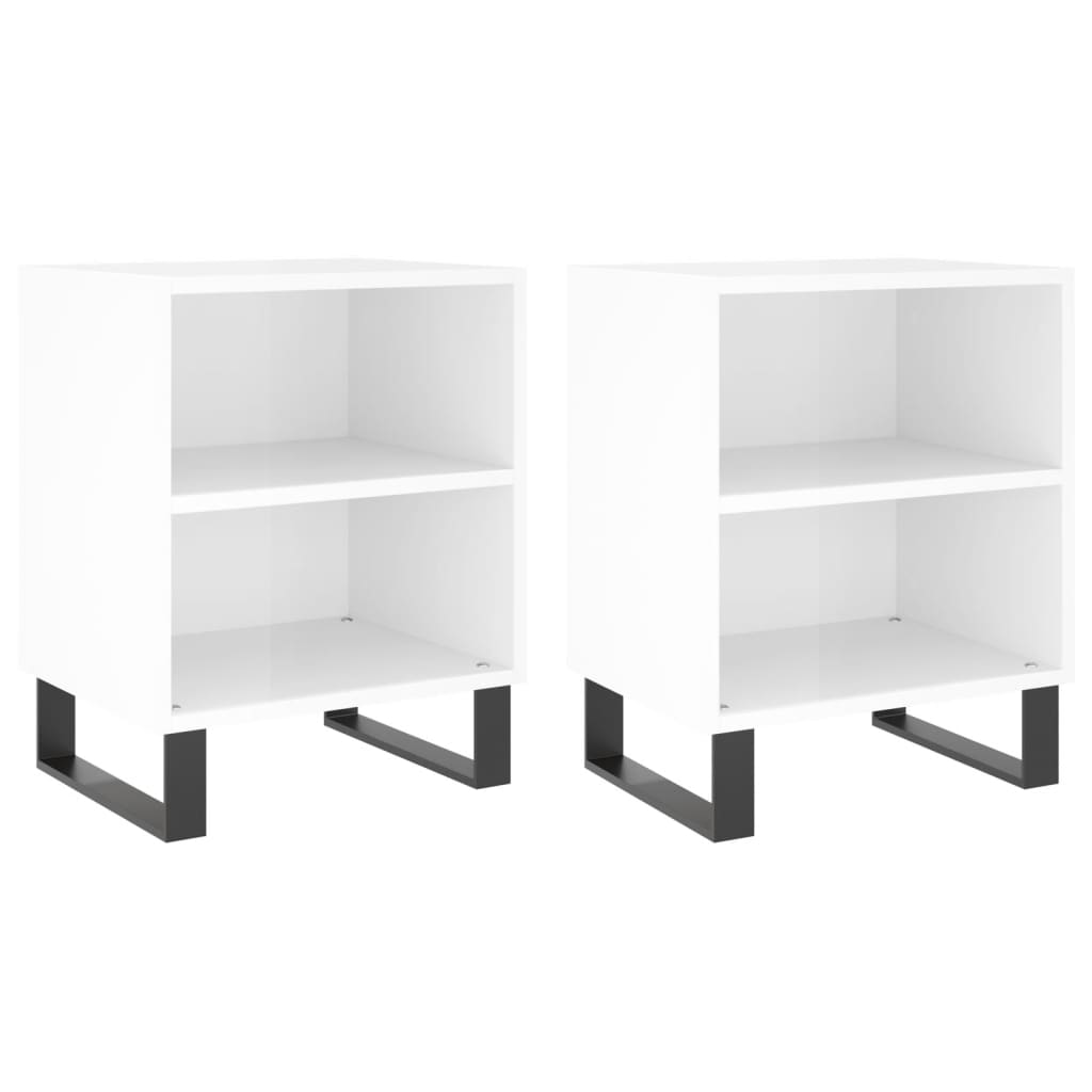 Tables de chevet 2pcs blanc brillant 40x30x50cm bois ingénierie - XIOS