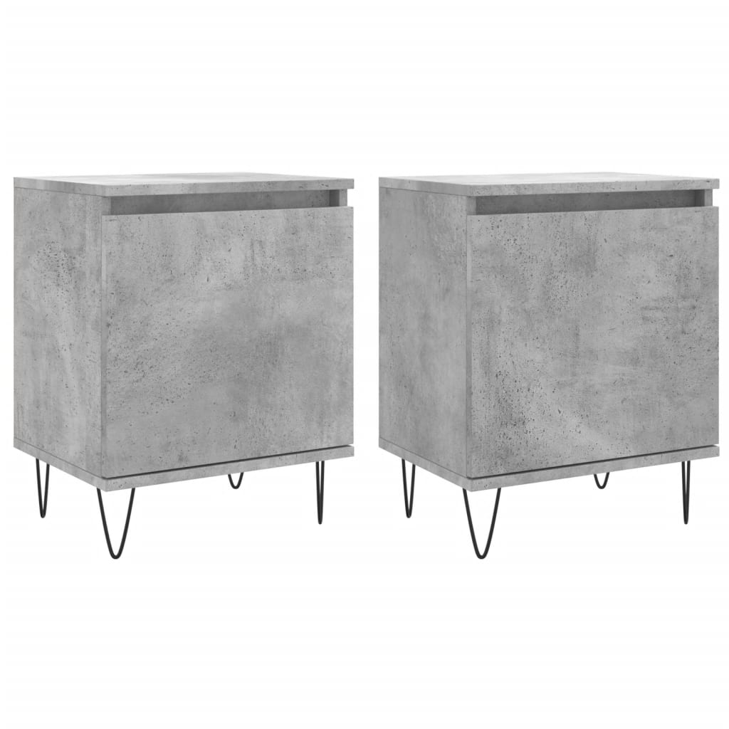Tables de chevet 2 pcs gris béton 40x30x50 cm bois d'ingénierie - XIOS