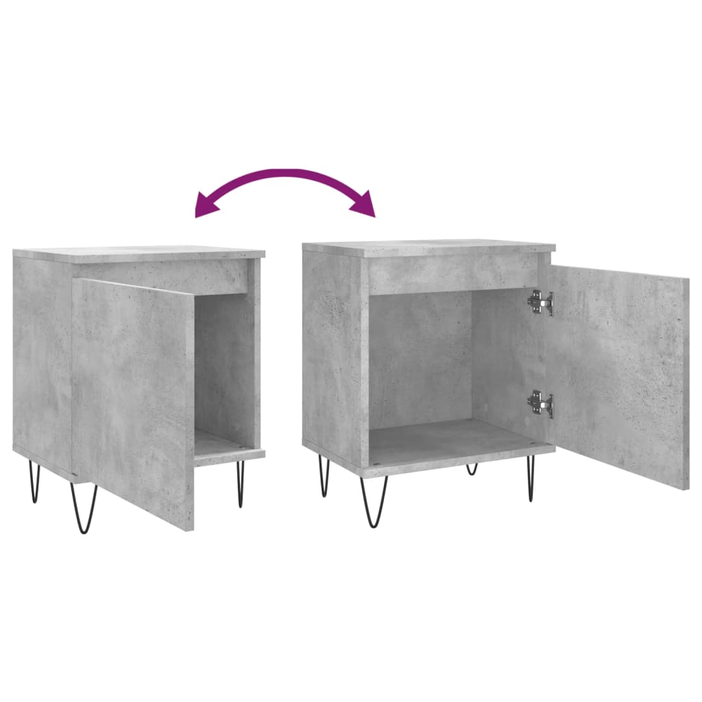 Tables de chevet 2 pcs gris béton 40x30x50 cm bois d'ingénierie - XIOS