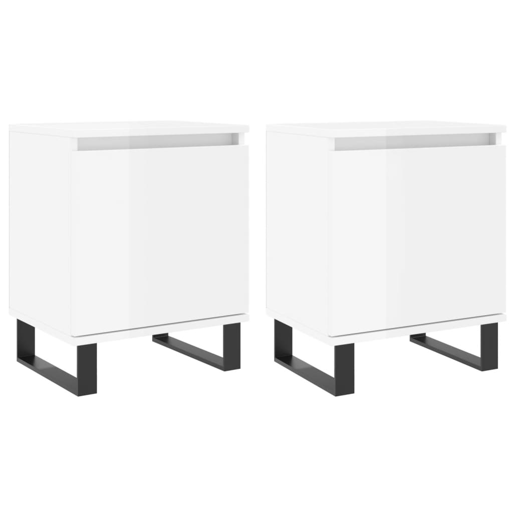 Tables de chevet 2pcs blanc brillant 40x30x50cm bois ingénierie - XIOS
