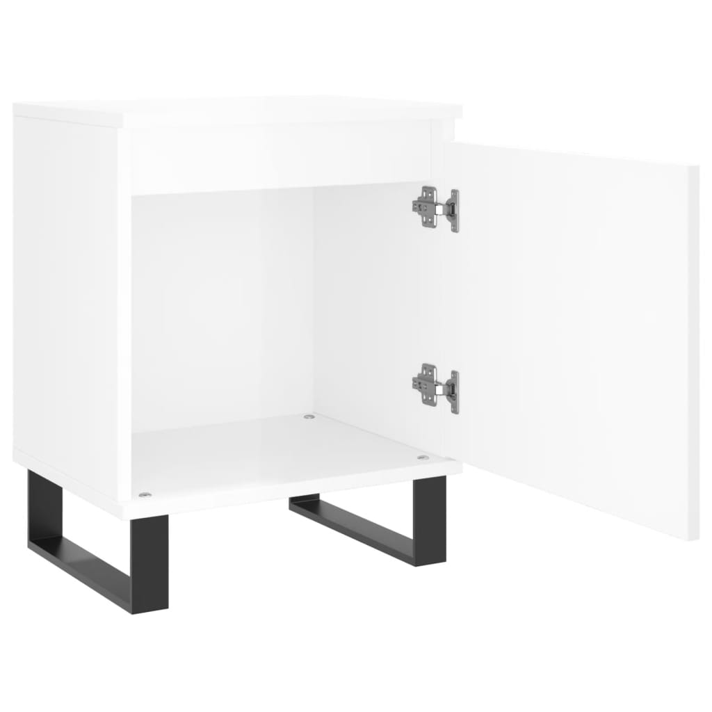 Tables de chevet 2pcs blanc brillant 40x30x50cm bois ingénierie - XIOS