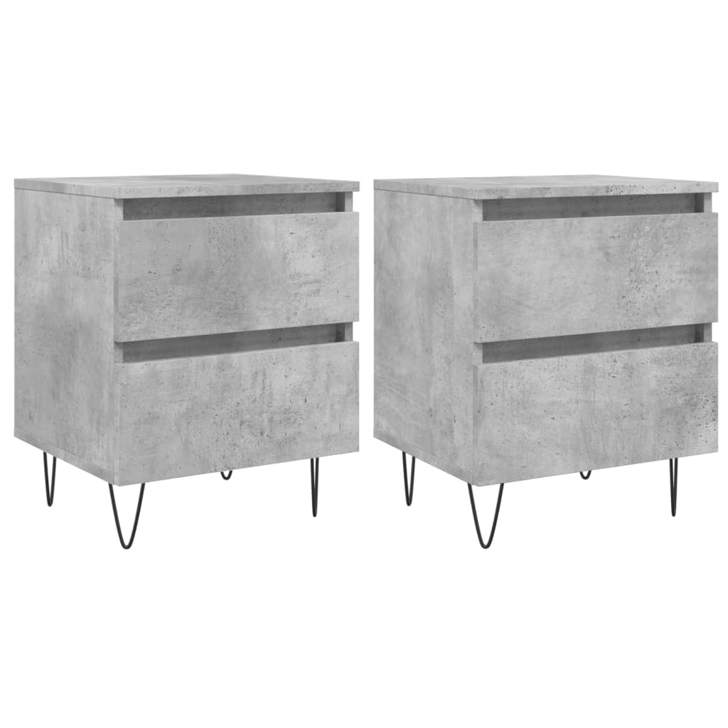 Tables de chevet 2 pcs gris béton 40x35x50 cm bois d’ingénierie - XIOS