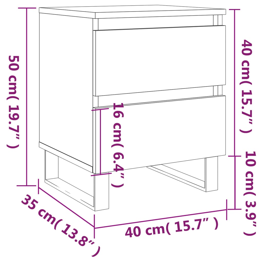 Tables de chevet 2 pcs blanc 40x35x50 cm bois d’ingénierie - XIOS