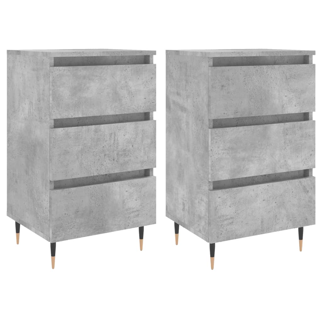 Tables de chevet 2 pcs gris béton 40x35x69 cm bois d’ingénierie - XIOS
